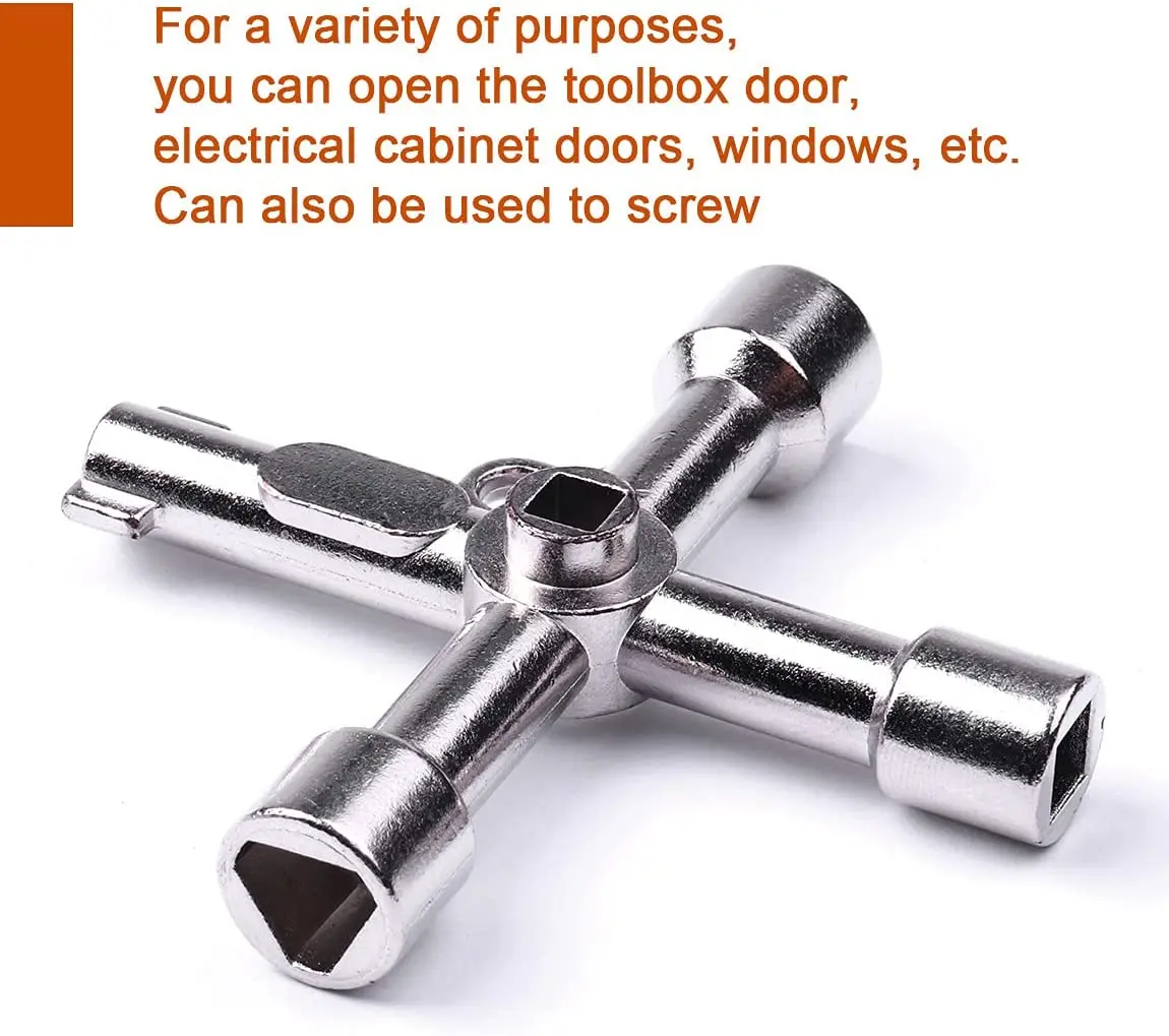 4-Way Multi-Functional Utilities Key Electric Water Gas Meter Box Cupboard Opening Key Cross Key