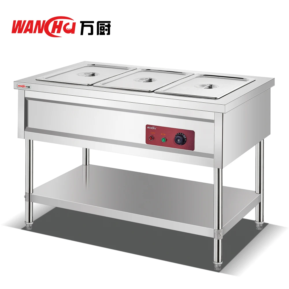 Factory Buffet Restaurant Electric Bain Marie Server Showcase Dubai Industrial Fast Hot Food Warmer Steam Commercial Work Table