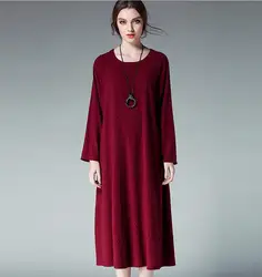 Autumn vintage women plus size sweater dress  long sleeve knit sweater