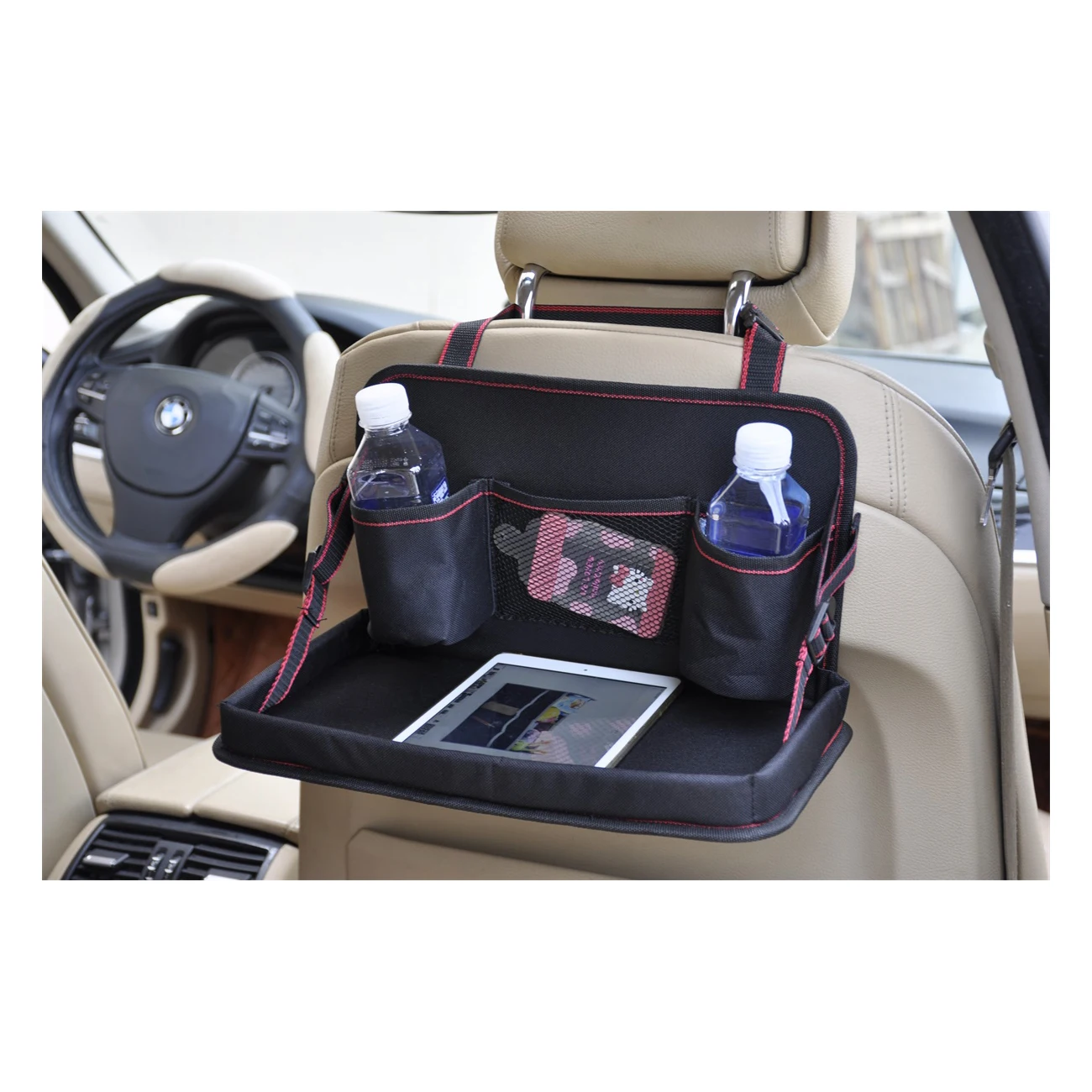 Multifunctional car cup holder expander car back seat storage organizer for cars with foldable table tray