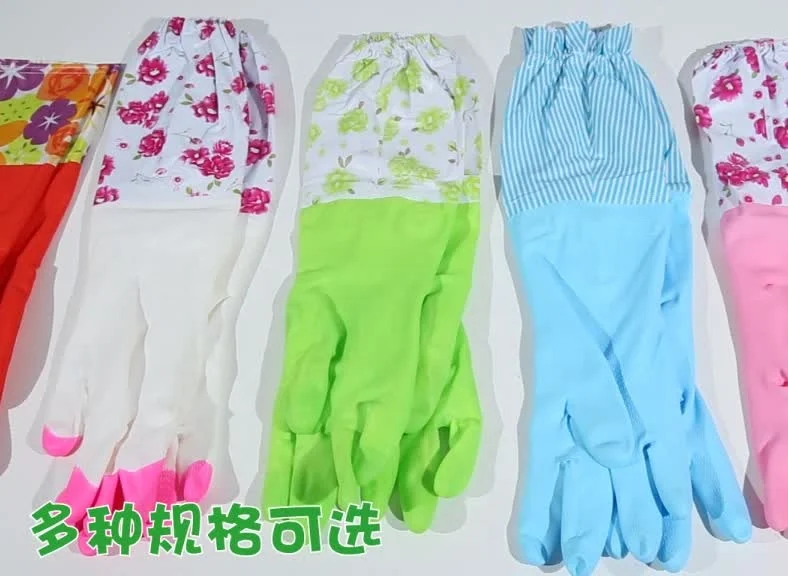 Kitchen dishwashing gloves Car wash laundry waterproof household cleaning gloves Sleeve shark oil rubber gloves wholesale
