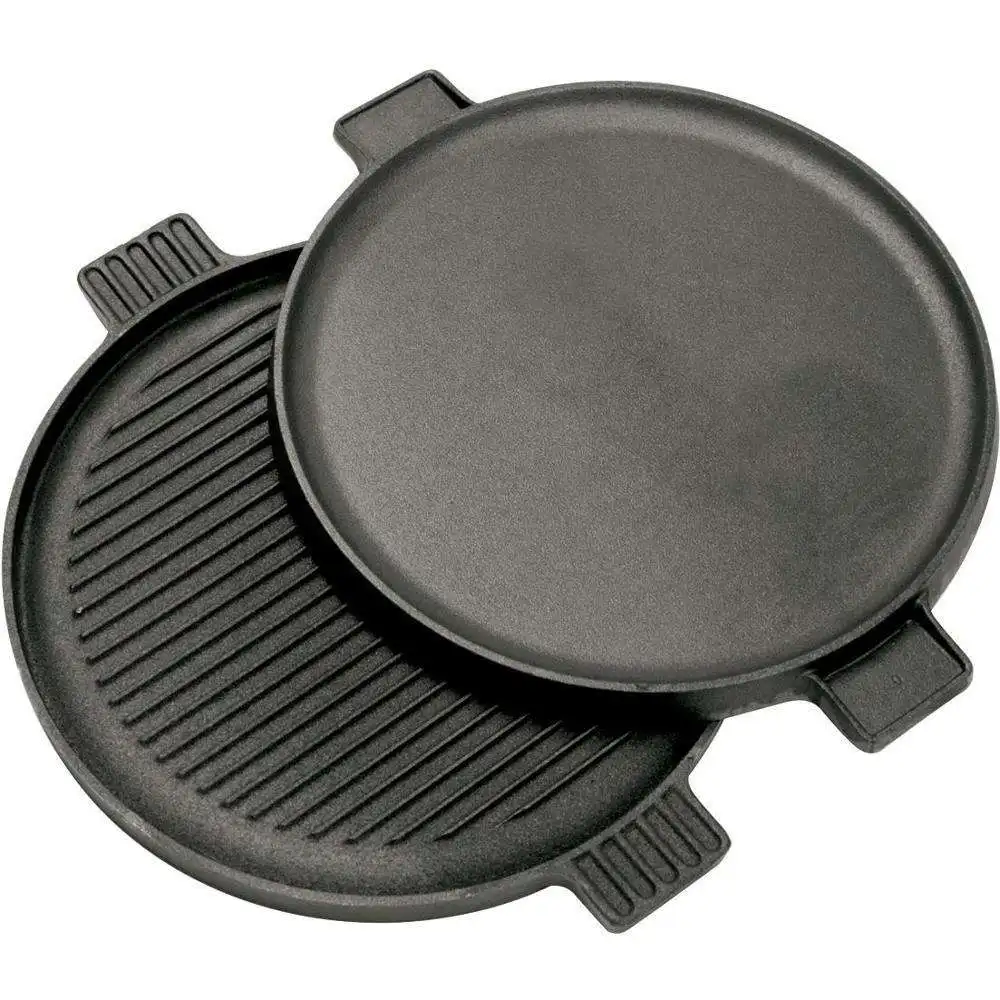 Wholesale outdoor food bbq round non stick camping korean double side grill griddle pans