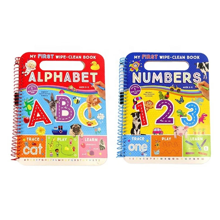 English Letter Abc Word Learning Books with Wipe-clean Pen Learn English Book Set