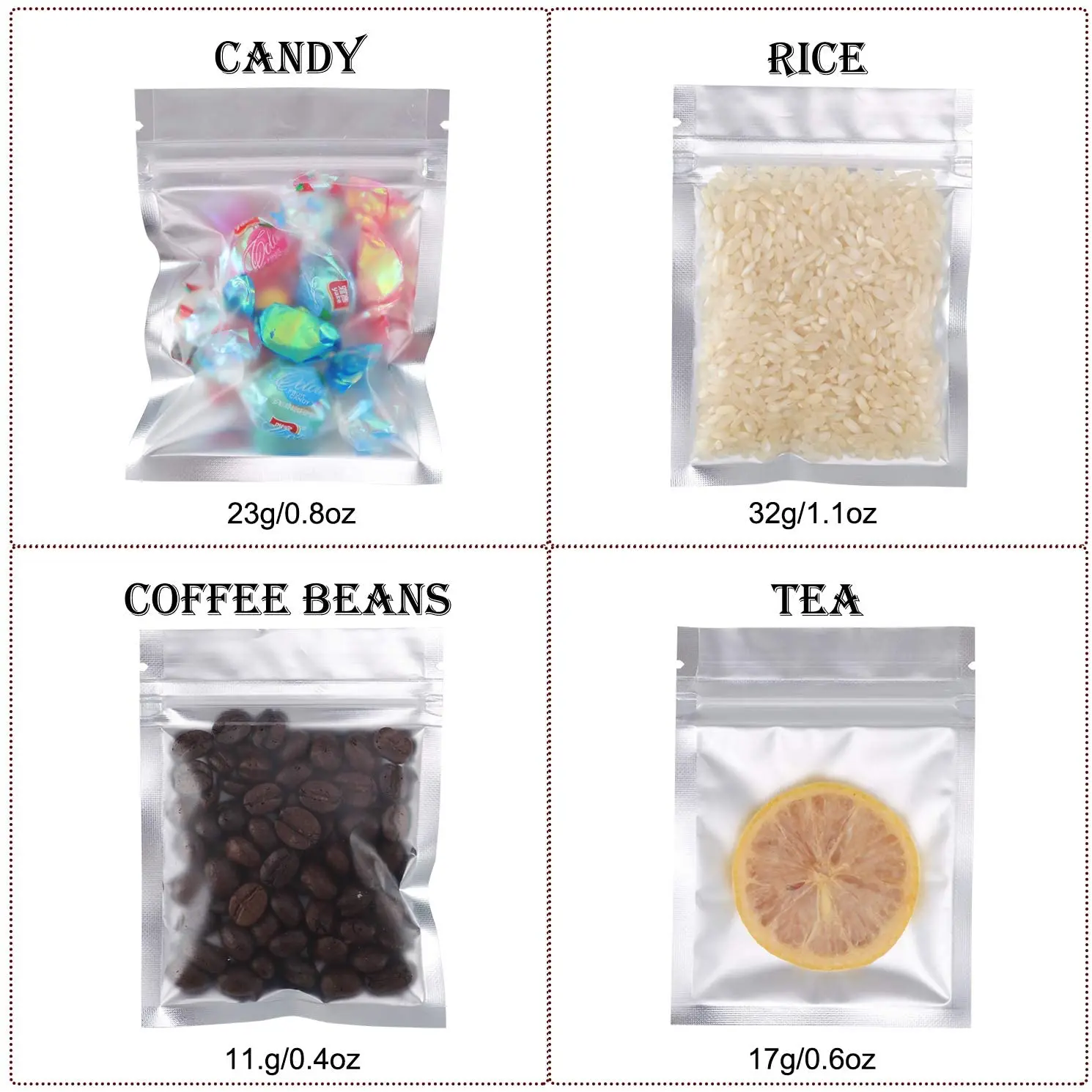 Resealable Smell Proof Bags Flat Clear Ziplock Food Storage PouchPlastic Packaging Foil Bags