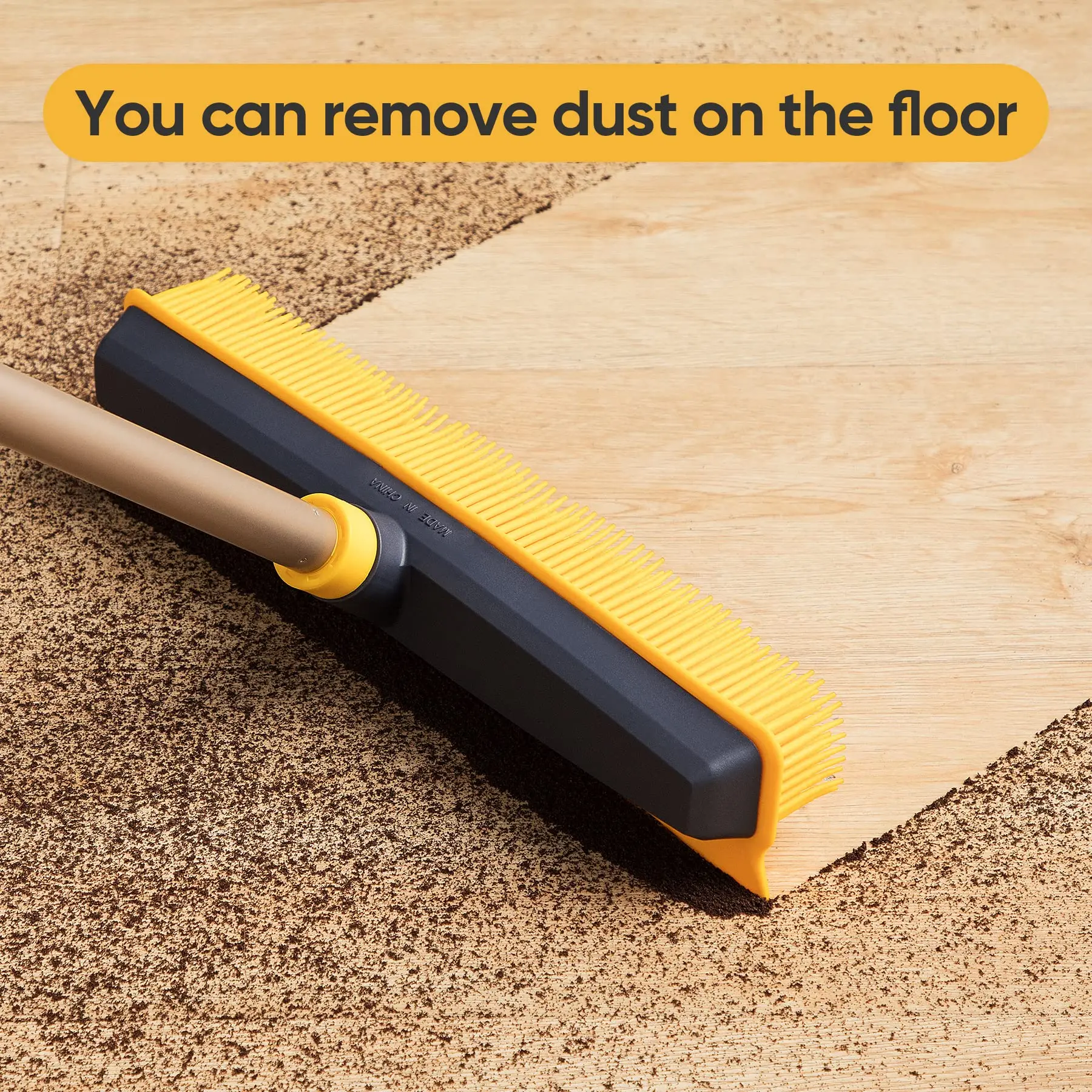 Pet Hair Removal Low Carpets Rugs Undercoat Rubber Broom with Squeegee 2 in 1 Floor Brush Telescoping