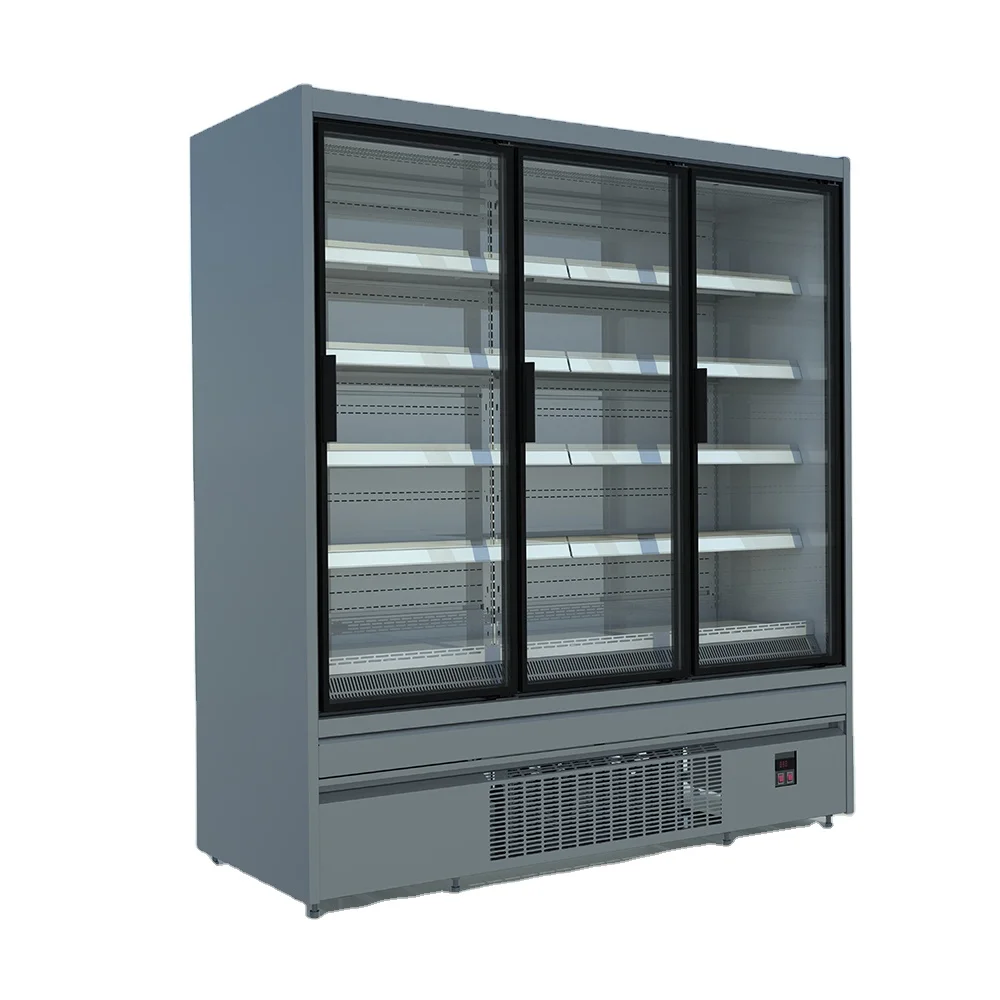 Commercial Display Refrigerated Multidecks Grab Go CoolerVertical Display Cabinet Freezer For Supermarket