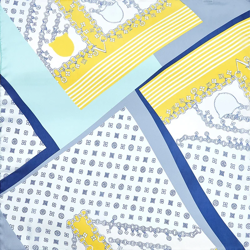 Chinese multi colorful fashionable large square lady silk scarf hair silk bandana for girls