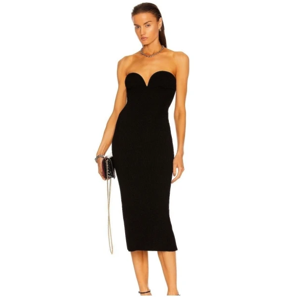 Strapless Bandage Dress Fashion New Style Sexy Backless Solid Color Bodycon Dress Women Club Dress