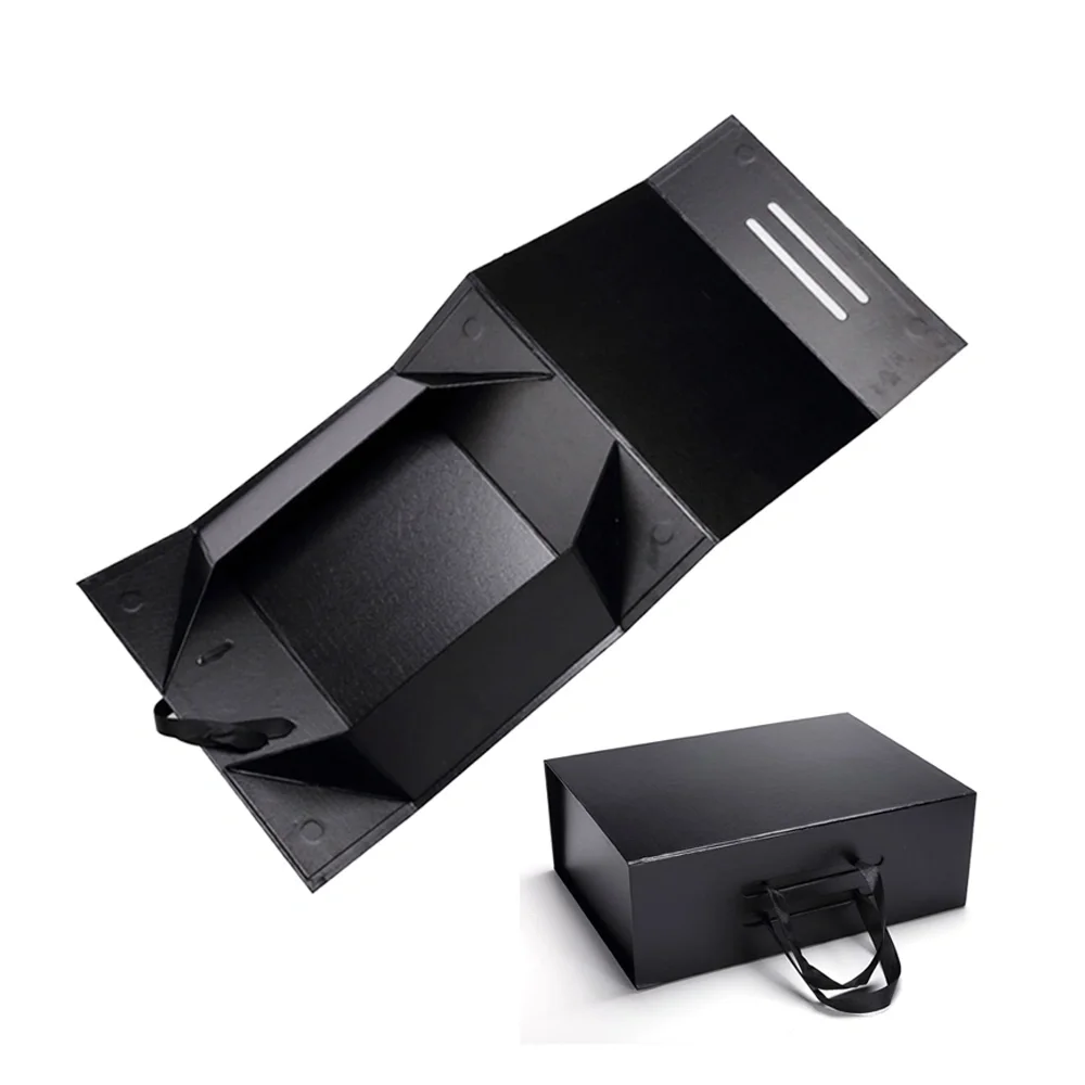 Wholesale Custom Cosmetic Make Up Rigid Foldable Box Collapsible Rigid Box Magnetic Paper Box Packaging With Logo Lid Ribbon