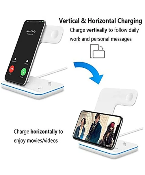 
Table Dropship Custom 15w Portable Led Lamp Mobile Phone Accessories qi Charging Dock Stand Station 3 in 1 Wireless Charger 