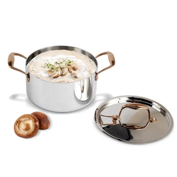 Factory Price Wholesale Heat-resisting Cookware Cooking Pot Tri-Ply Stainless Steel Saucepan