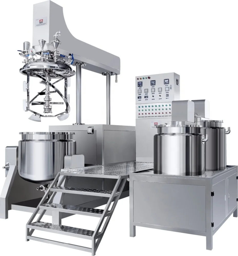 300L hydraulic lifting with homogenizer emulsions cosmetics Reactors vacuum emulsifying homogenizer