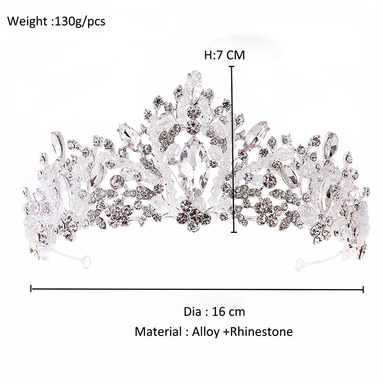 High-end super flash bridal wedding crown necklace earrings set handmade rhinestone tiara crown