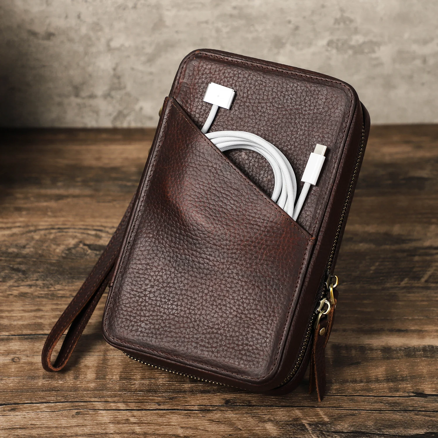 Digital Accessory Storage Bag Dropshipping Leather Electronic Accessories Organizer Case Cable Storage Travel Pouch CF1149