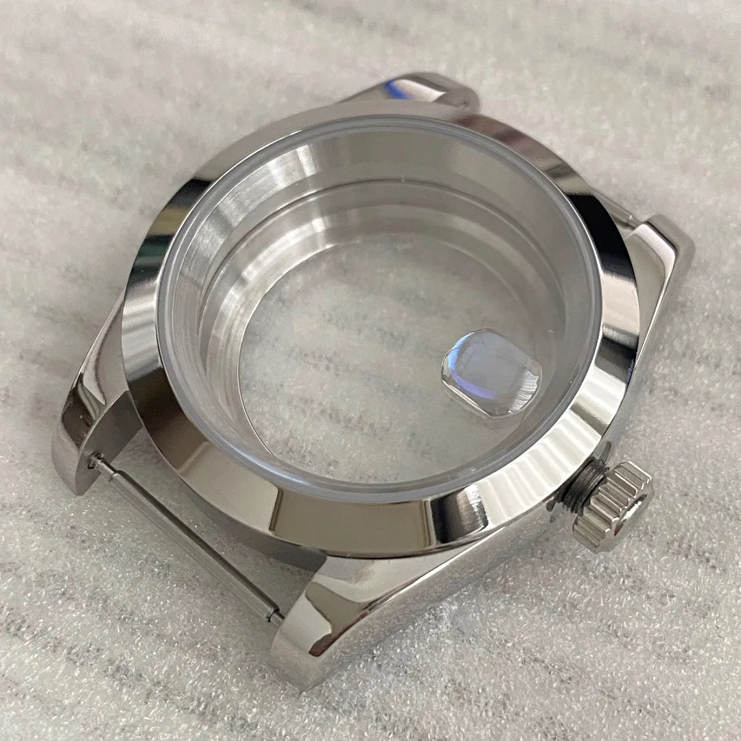 36mm/39mm Silver Watch Case Accessories Sapphire Glass with magnifying Fit NH35 NH36 Movement Bevel Edge Stainless Steel