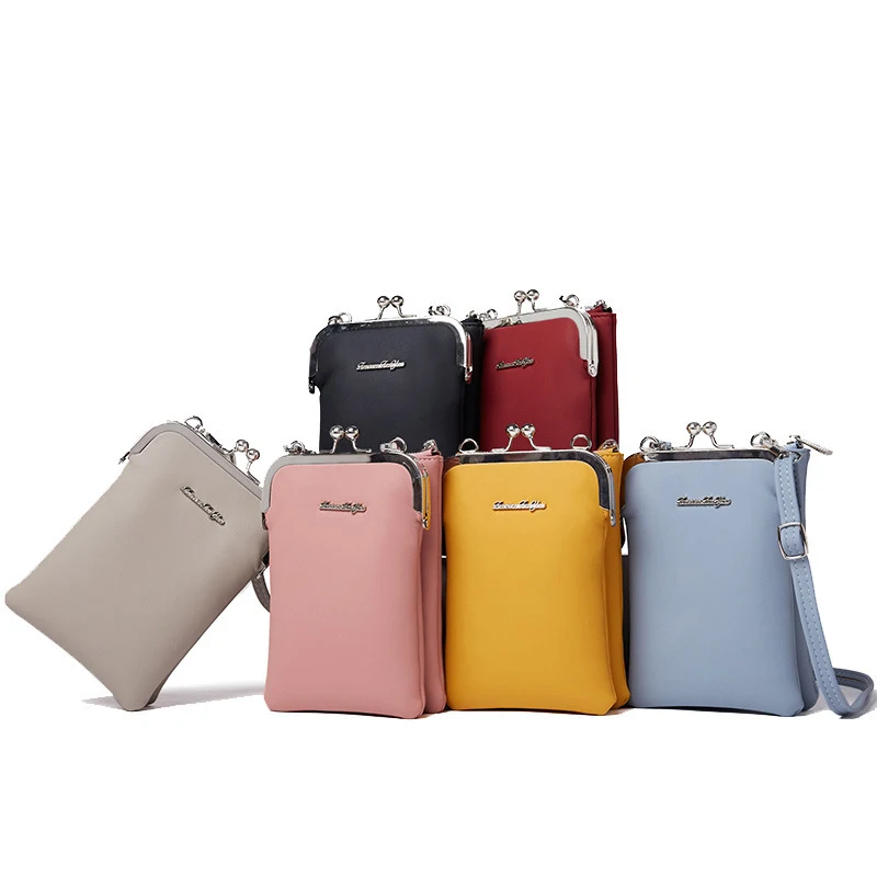 2021 high quality women mini shoulder bag  fashionable phone pouch with long straps