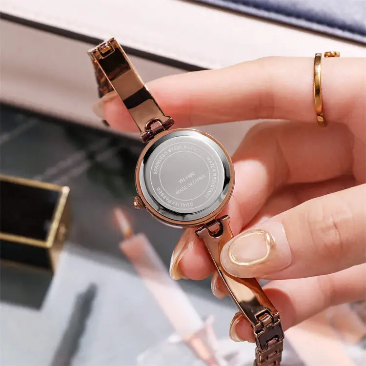 Exquisite Business Royal Luxury Quartz Watch Bracelet Ladies Valentines Day Heart Rose Gold Plated Woman Watch Bracelet