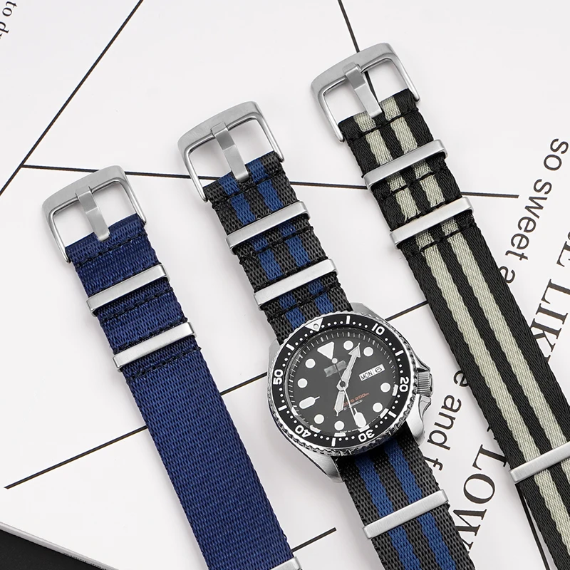 Custom Nylon watch band 18mm 20mm 22mm 24mm High Quality Printing Nylon Seatbelt Watch Band Strap