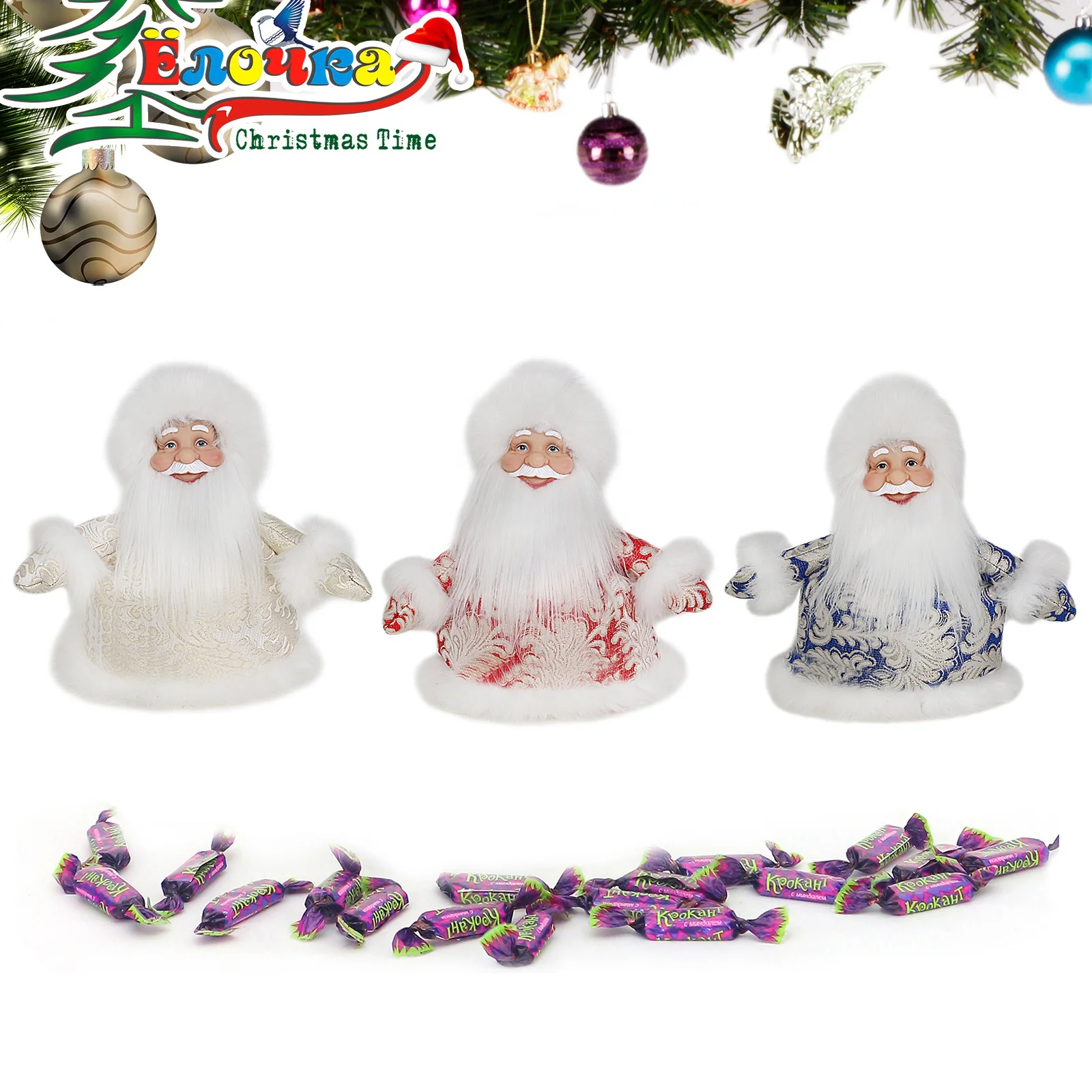 Small Size Russian Santa Claus Candy Buckets Traditional Holiday Decoration Collection 25CM Christmas Ded Moroz Gift Bags