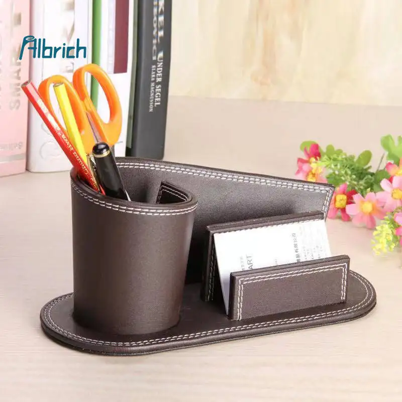 PU leather creative business card holder multi-functional office