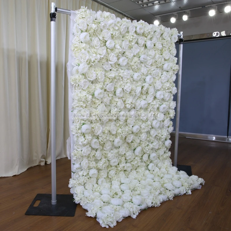 
LFB1092 8ft*10ft gorgeous pure white flower wall for wedding stage decorations 