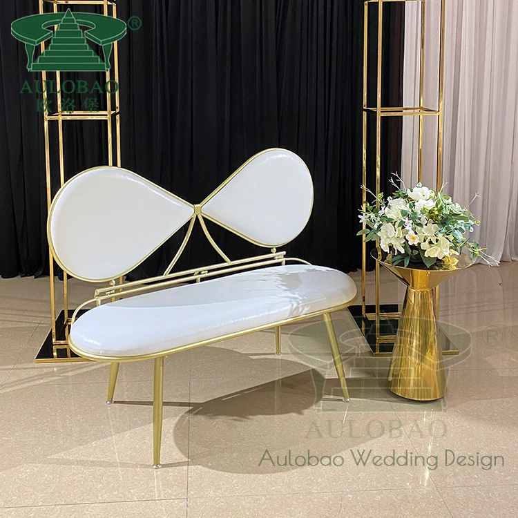 Banquet hall iron metal frame wholesale price wedding sofa for bride and groom