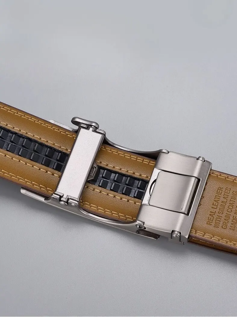 New Arrival Luxury Designer Cowhide Leather Slide Ratchet Waist Belts Genuine Leather Men Belt with Automatic Click Buckle