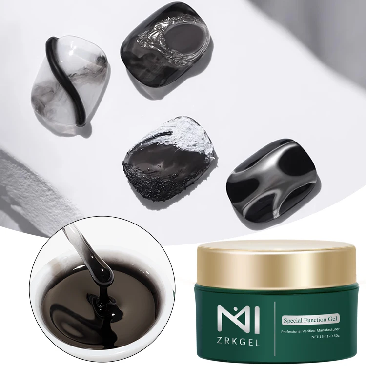 ZRKGEL Gel Nail Polish 15ml Black Gel Nail Polish for UV LED Light Noir Gel Polish Soak off for Manicure DIY Nail Art Designs