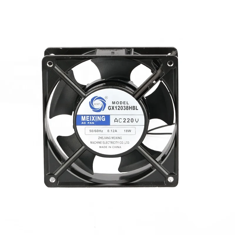 MEIXING GX12038  110V 220V 380V AC ball axial flow fan 120x120x38mm aluminum frame plastic blade cooling radiator fan