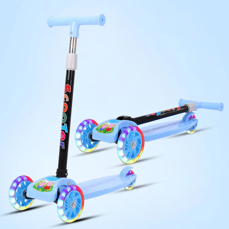 Foot Scooter Factory Direct Sale Adjustable Heights 3 LED PU Wheel Children Kids Toy Bike Balance Scooter