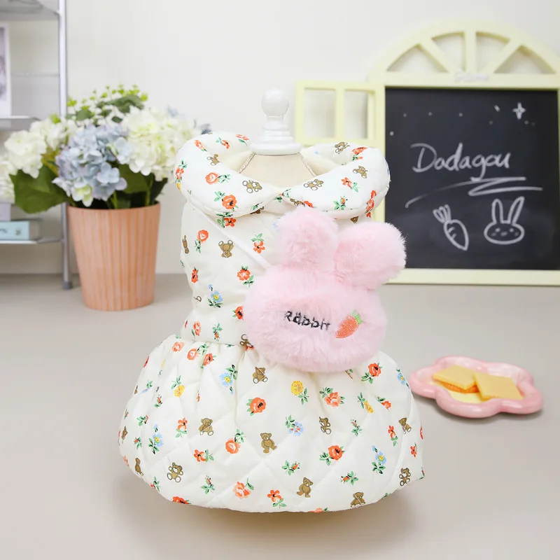 Luxury Pet Clothes Plus Velvet Princess Dog Dress Keeping-warm Winter Good quality Clothes