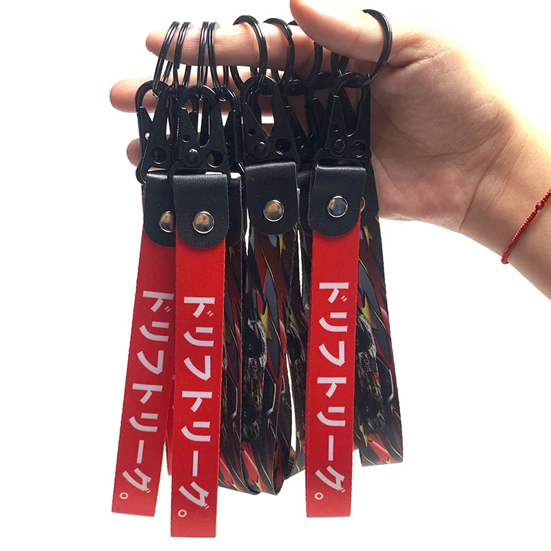 Manufacturer Wholesale Customizable Leather Keychain Sublimation Logo Motorcycle Blanks Red Wrist Keychain
