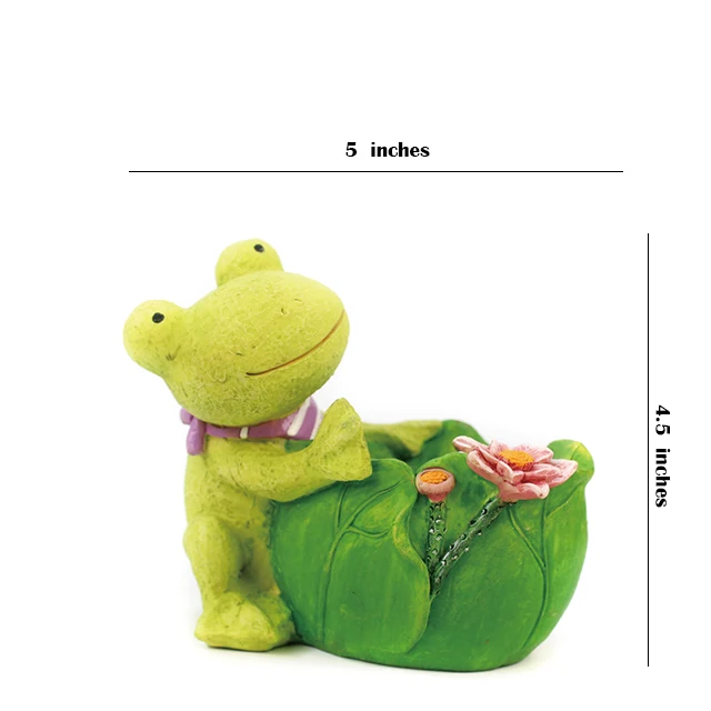 Wholesale custom planter pot garden cute animal resin succulent plant pot,green frog resin flower pot