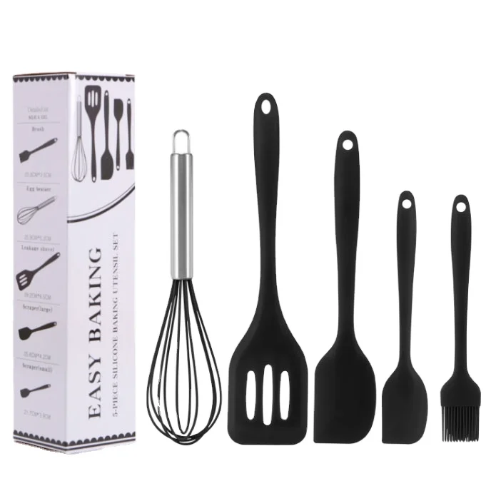 
Amazon hot sell High quality 5 pcs silicone baking tools set with iron inside 