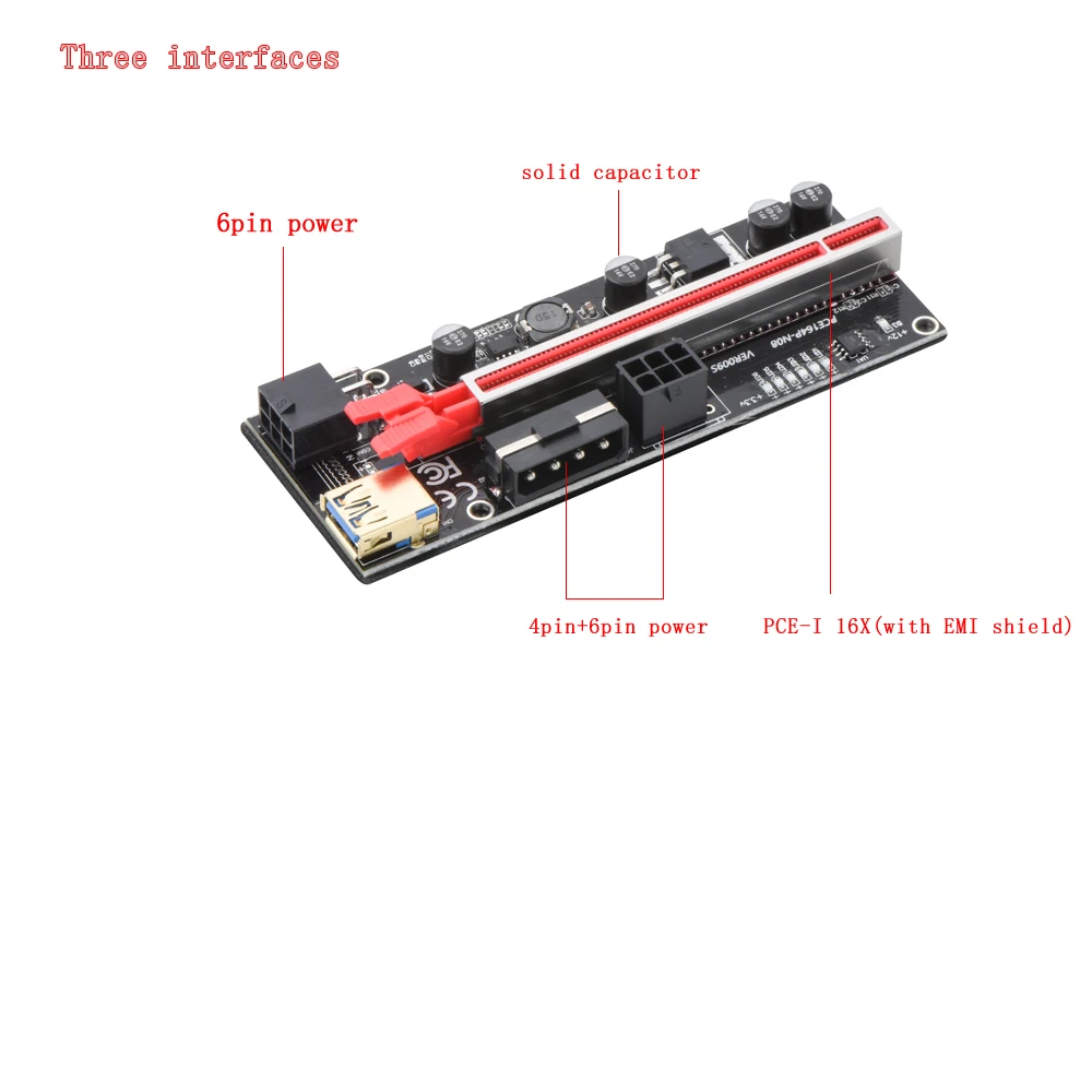 12 Pro PCI-E 1X до 16X светодиодная подсветка для видеокарты с кабелем USB 3 0