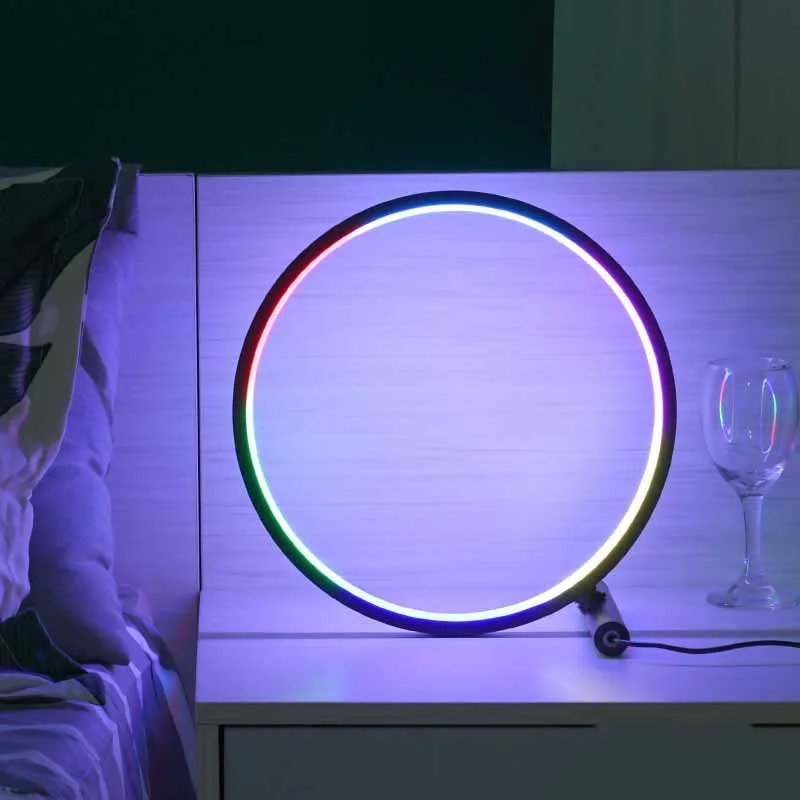 Color Changing Table Lamp  RGB Ring Table Lamp Remote Control Dimmable LED Table Lamp Suitable for Bedroom Gaming