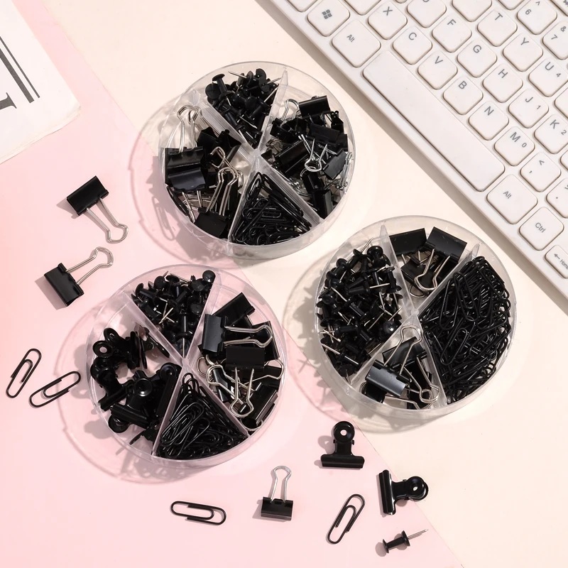 Factory Wholesale Custom Eco Friendly School Supplies 4 in 1 Accessory Paperclip Push Pin Mini Office Stationery Set Binder Clip