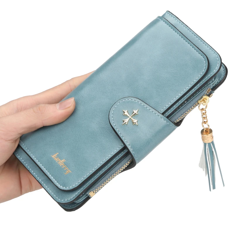 BW1007 Korea Style Woman Purse Hasp Purse Visa Card PU Long Zipper Phone Wallet For Women