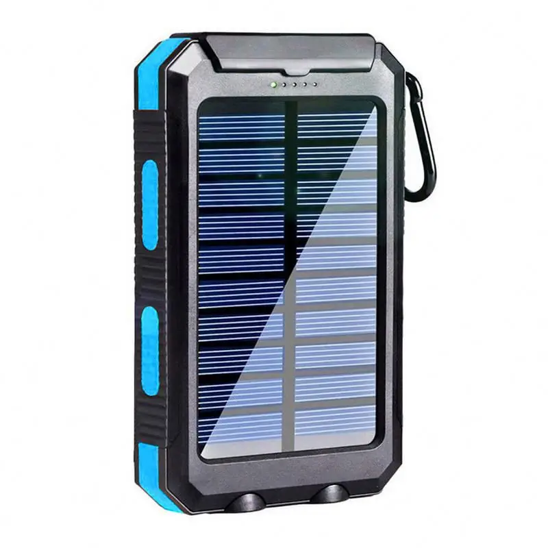 20000mah IP67 IPX6 Solar Power Bank Charger Waterproof Type C Input Port Dual Portable Solar Panel Charging for Cellphone