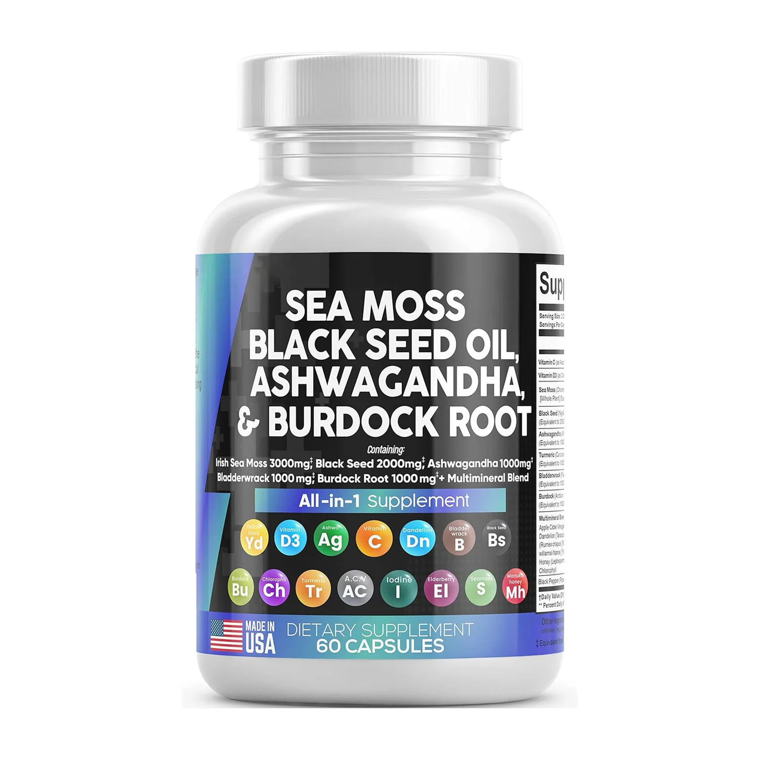Food Grade Vegetarian Seaweed Capsule Sea Moss Herbal Extract in Powder Form Wild Cultivated Packed in Plastic Bottle