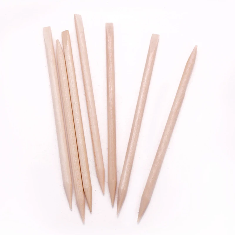 Double Ended Eco Friendly Orange Wooden Nail Stick Cuticle Removal Customized Stick On Nails Manufacturers