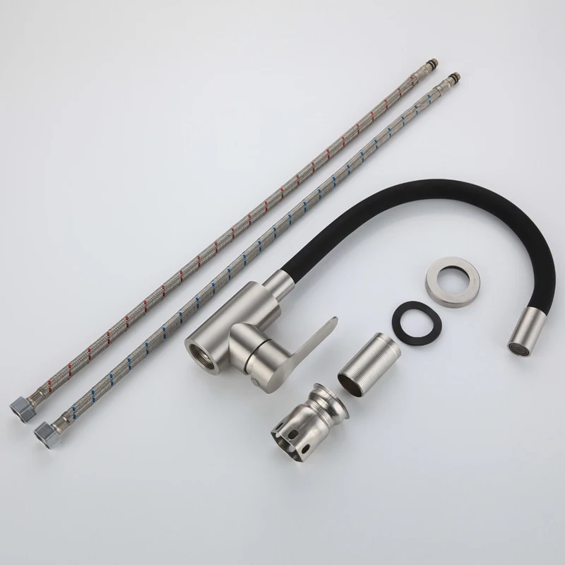 Kitchen Silicone Tube 304 Stainless Steel Faucet Lead-Free Spring Kitchen Faucet