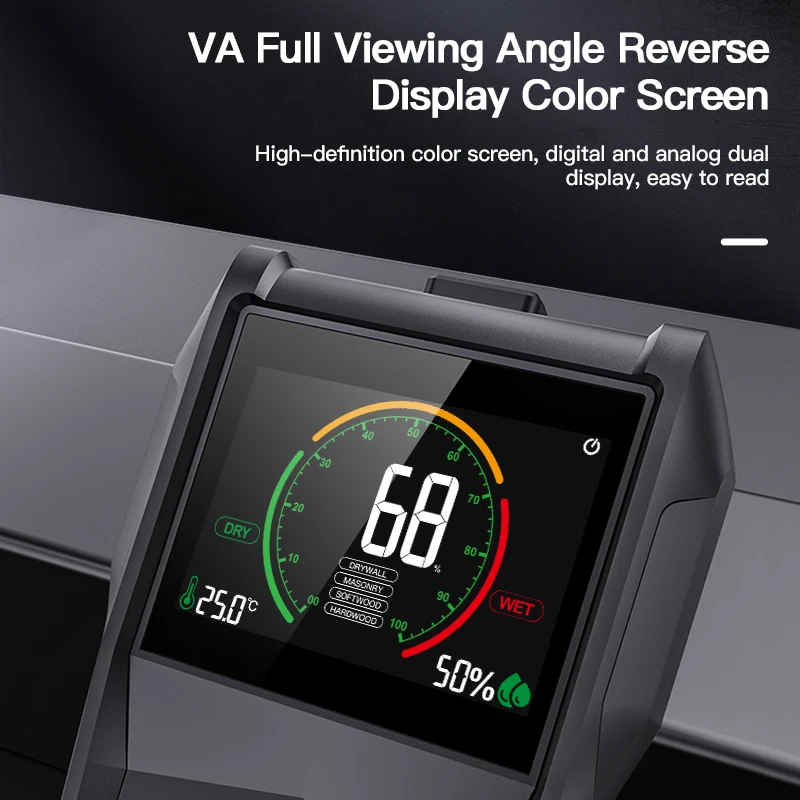 Non-contact Wood Humidity Tester Hygrometer Timber Damp Detector Tree Density Digital tester Black Wood Moisture LCD  Meter