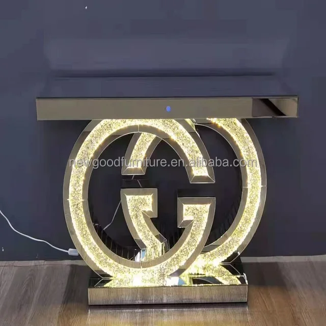 2022 Foshan Gude Wholesale Home Furniture Console Table With Mirror Modern Crushed Crystal Diamond Console Tables