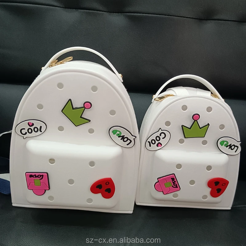 women kids fashion cute creative cartoon bogg eva back pack diy charm handmade bookbag backpack