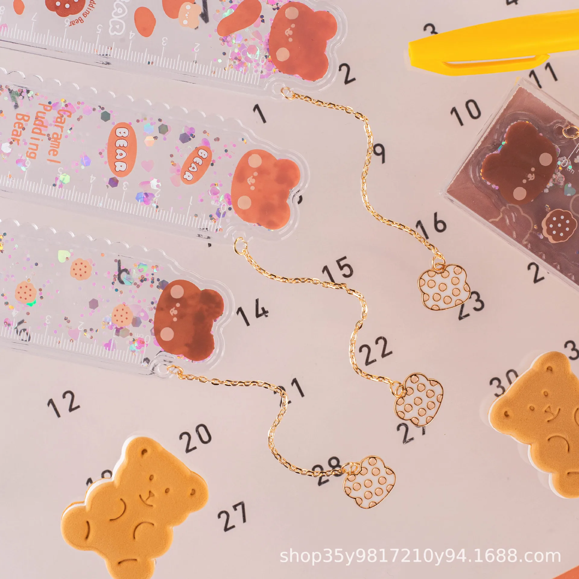 Kawaii измерительные инструменты Милая линейка с медведем в масляные канцелярские принадлежности Студенческая для рисования девушек 15