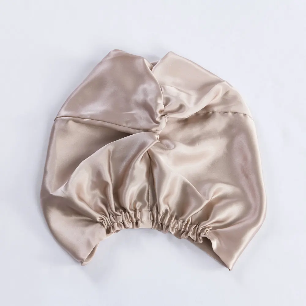 High Quality Care Hair Sleep Turbans Wholesale Nature 19 Momme 100% Silk Bonnet