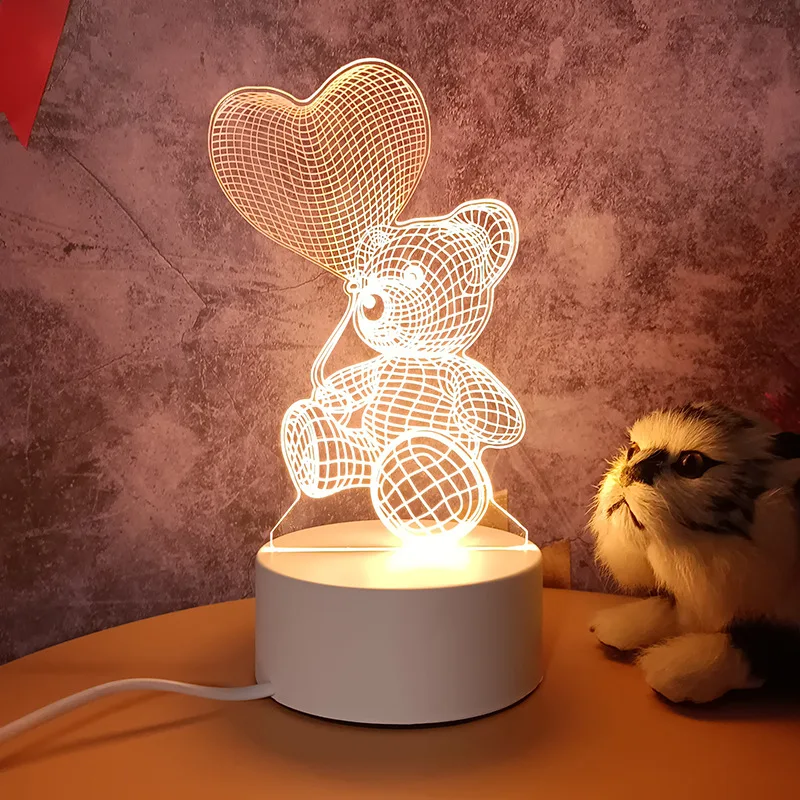 lampara 3d optical illusion base lamp led night light