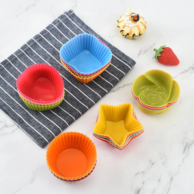 Multicolor Reusable Muffin Cups Nonstick Silicone Baking Cups Muffin Cake Mould
