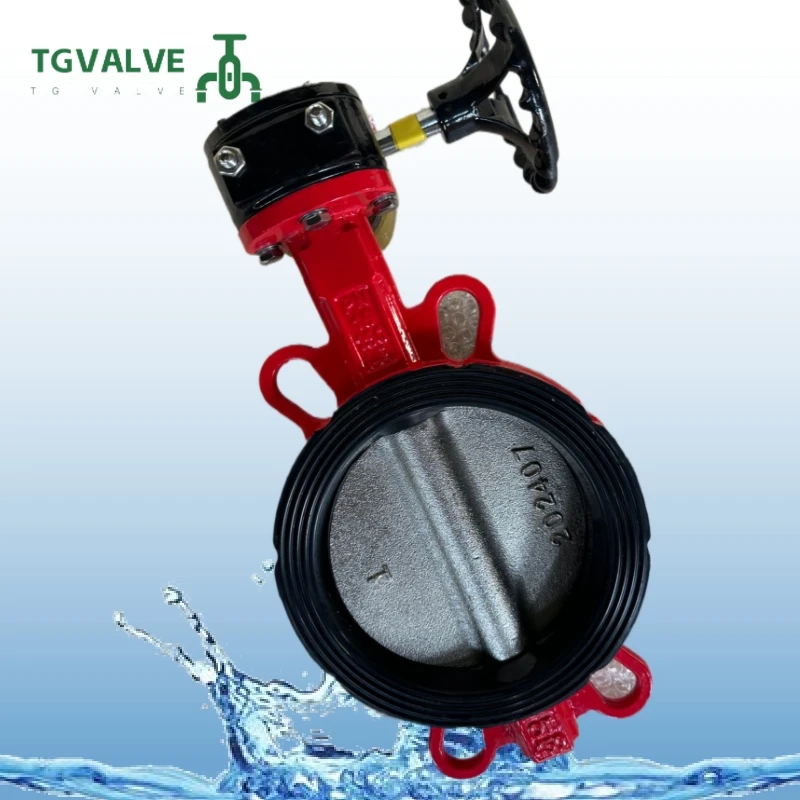D371X centerline Red fire butterfly valve Manufacturer handwheel valve for water medium nodular cast iron balls